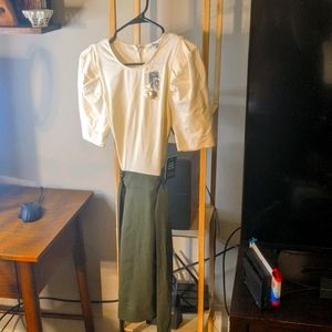 White and green dress